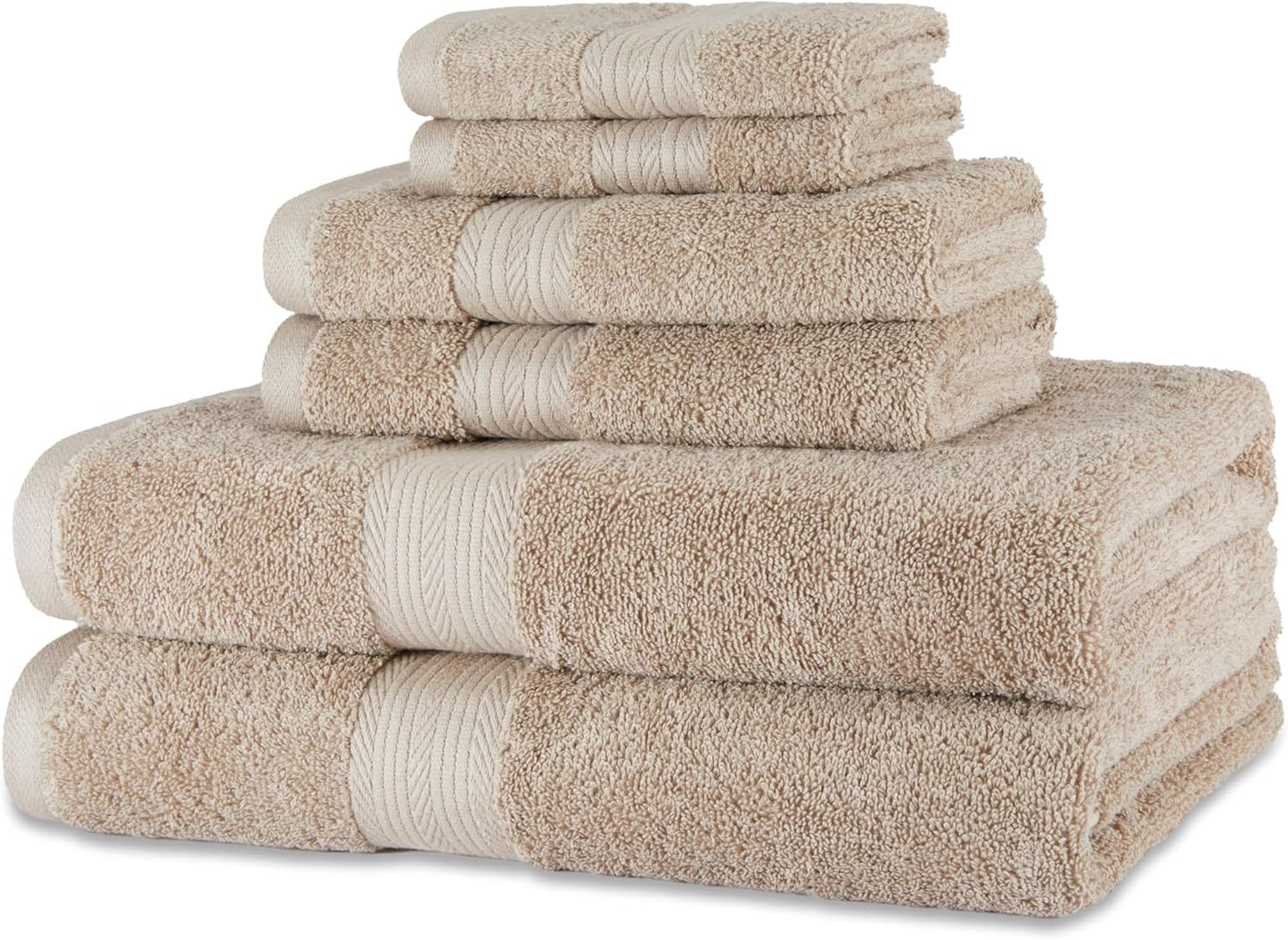 Amazon Basics 6-Piece Oversized Fade-Resistant Towel Set, 100% Cotton, Highly Absorbent, Soft, Teal, 2 Bath Towels, 2 Hand Towels, 2 Washcloths
