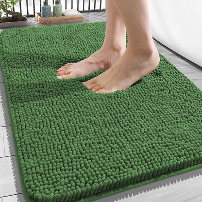 OLANLY Bathroom Rugs 30x20, Extra Soft Absorbent Chenille Bath Rugs | Grey, Quick-Drying Rubber Backing, Machine Washable Bath Mat for Bathroom Floor, Tub and Shower, Home Decor Accessories