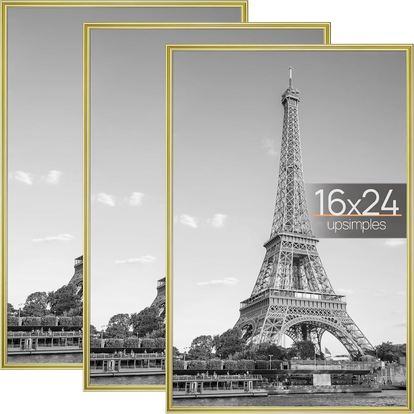 upsimples 12x16 Poster Frame, Easy Slide-In Assembly, Black, 3 Pack | Gallery Wall 12 x 16 Picture Frames Set for Family, Wedding, Christmas, Easy to Change Photos