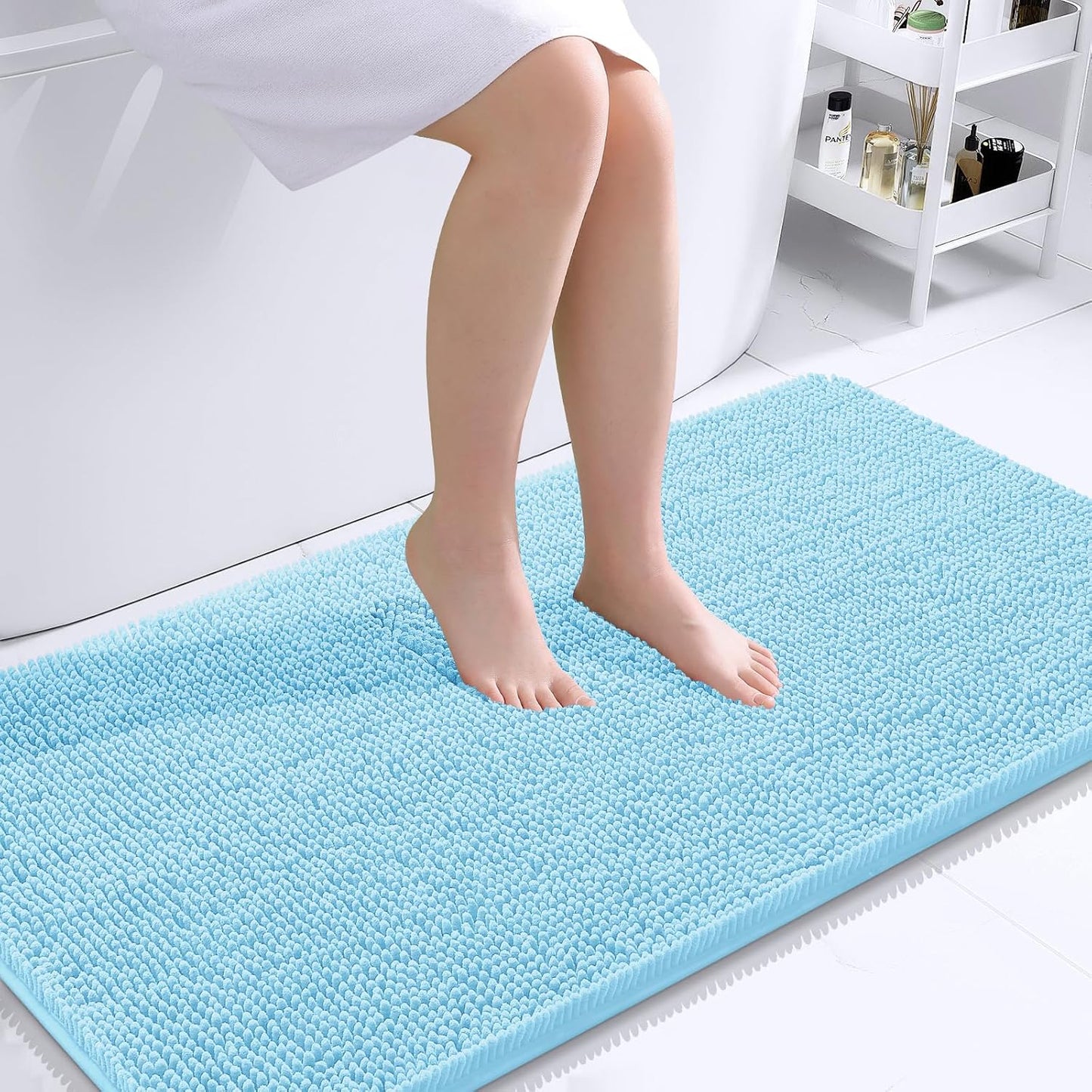 OLANLY Bathroom Rugs 30x20, Extra Soft Absorbent Chenille Bath Rugs | Grey, Quick-Drying Rubber Backing, Machine Washable Bath Mat for Bathroom Floor, Tub and Shower, Home Decor Accessories