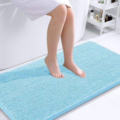 OLANLY Bathroom Rugs 30x20, Extra Soft Absorbent Chenille Bath Rugs | Grey, Quick-Drying Rubber Backing, Machine Washable Bath Mat for Bathroom Floor, Tub and Shower, Home Decor Accessories