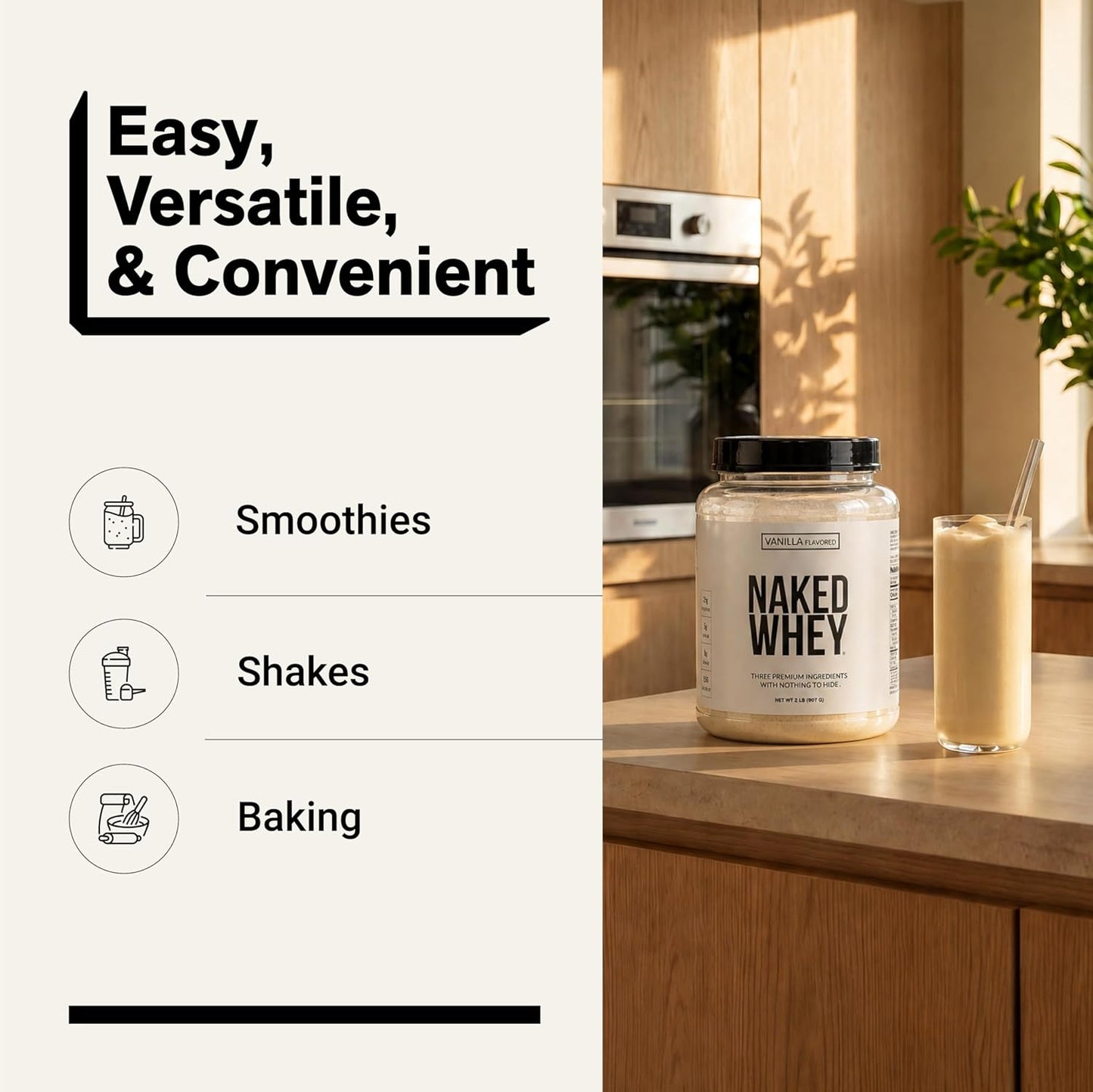 NAKED Whey 1Lb - Only 1 Ingredient, Grass Fed Whey Protein Powder, NSF Certified, Undenatured, No Gmos, No Soy, Gluten Free, Stimulate Growth, Enhance Recovery - 15 Servings