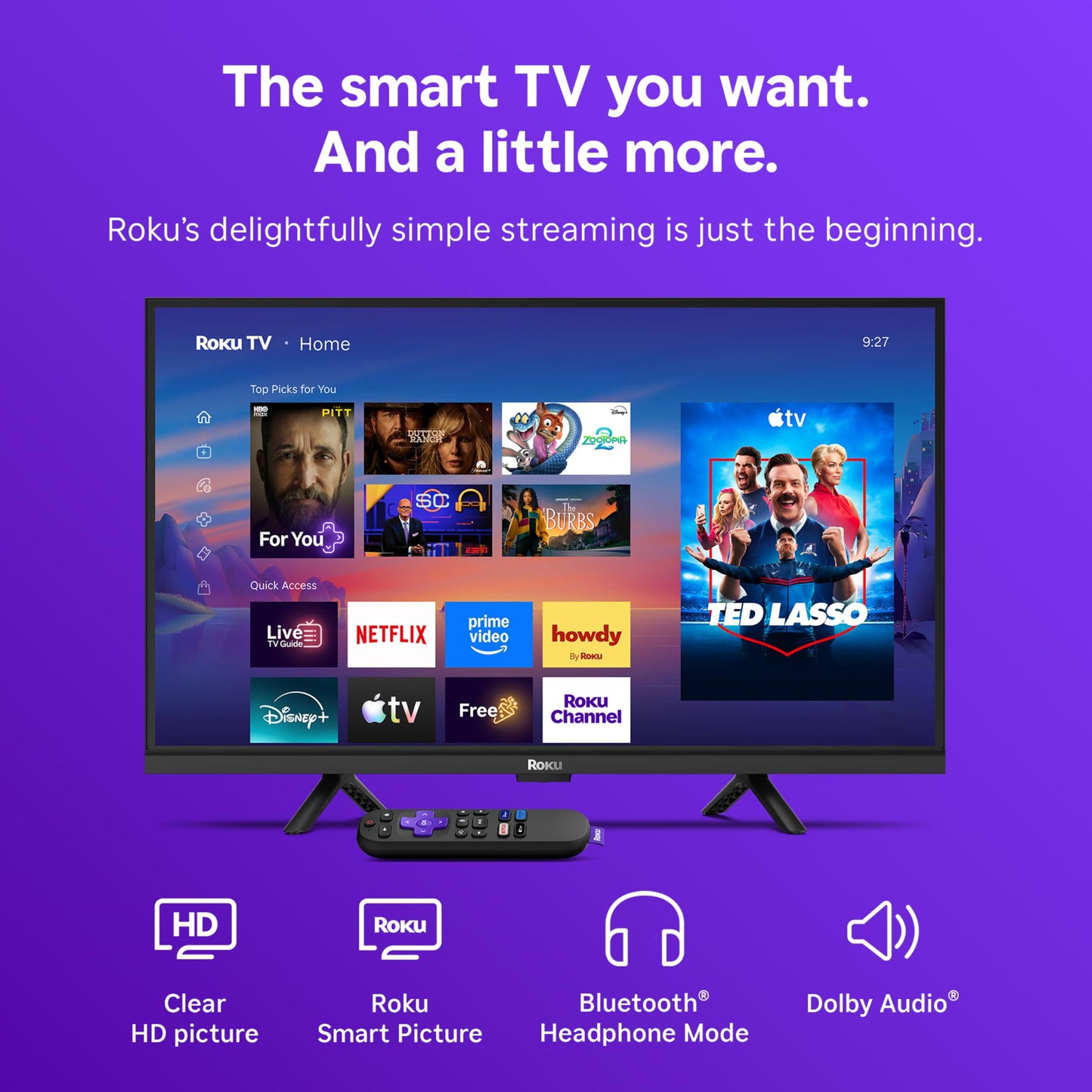 Roku 40-Inch Smart TV 2026 - Select Series, 1080p Full HD TV - RokuTV | Flat Screen LED Television with Voice Remote, Wi-Fi & Bluetooth Headphone Mode - Streaming Live Local News Sports & Movies