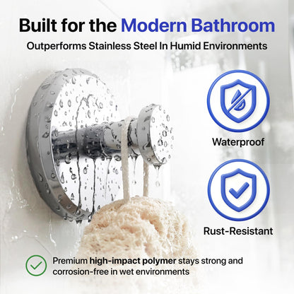 HOME SO Suction Cup Hooks for Shower & Bathroom Towel Holder 2-Pack Black | Waterproof Rustproof Organizer Hook Hanging Loofah Robe Coat Bath Accessories on Tile Glass Door Mirror + Optional 3M Disc