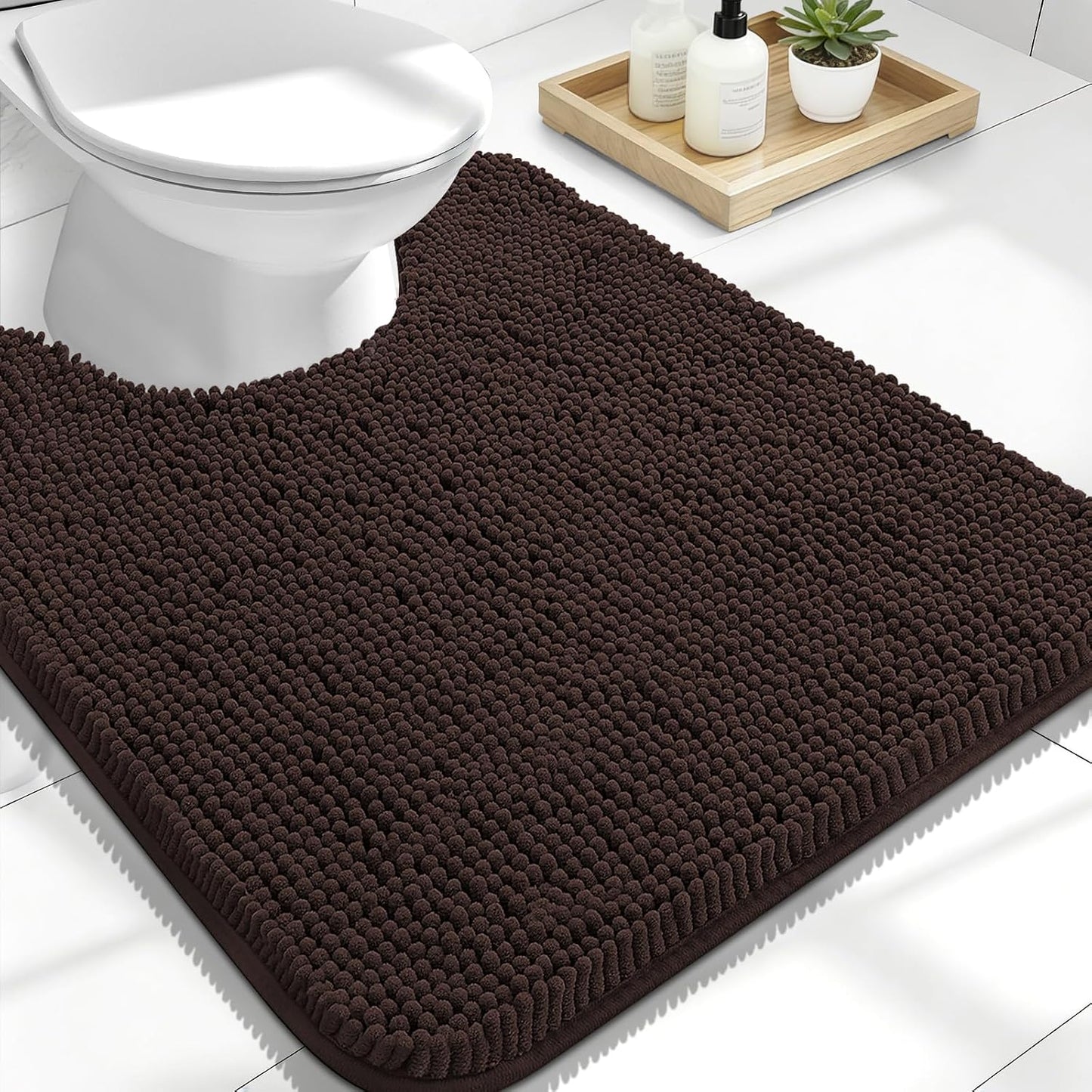 OLANLY Bathroom Rugs 30x20, Extra Soft Absorbent Chenille Bath Rugs | Grey, Quick-Drying Rubber Backing, Machine Washable Bath Mat for Bathroom Floor, Tub and Shower, Home Decor Accessories