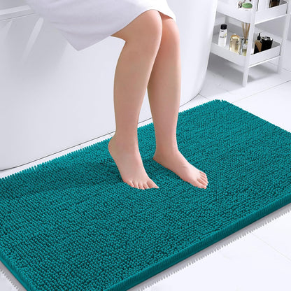 OLANLY Bathroom Rugs 30x20, Extra Soft Absorbent Chenille Bath Rugs | Grey, Quick-Drying Rubber Backing, Machine Washable Bath Mat for Bathroom Floor, Tub and Shower, Home Decor Accessories