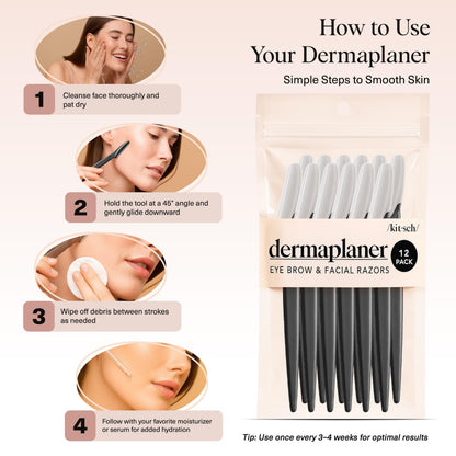 Kitsch Dermaplane Razor for Women Face – Terracotta, 12 pcs | Face Razors for Women & Men, Eyebrow Razor & Face Shaver – Exfoliating Facial Razor & Dermaplaner as Tool for Smoother Skin