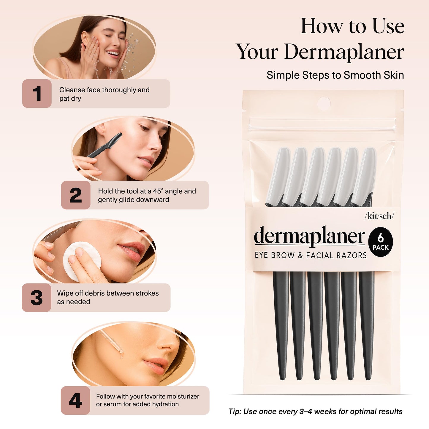 Kitsch Dermaplane Razor for Women Face – Terracotta, 12 pcs | Face Razors for Women & Men, Eyebrow Razor & Face Shaver – Exfoliating Facial Razor & Dermaplaner as Tool for Smoother Skin