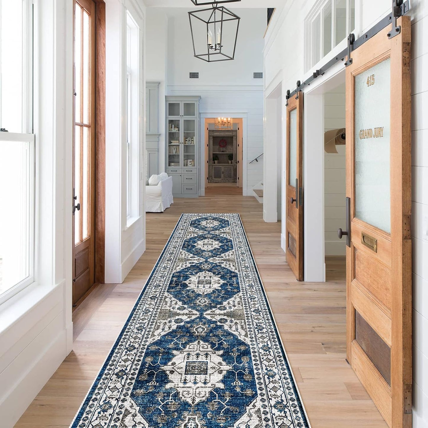 2x6 Hallway Washable Runner Rug : Vintage Soft Kitchen Laundry Runner with Non Slip Backing Farmhouse Entryway Living Room Floor Mat Stain Resistant Carpet for Bedroom Bathroom Distressed Beside Rug