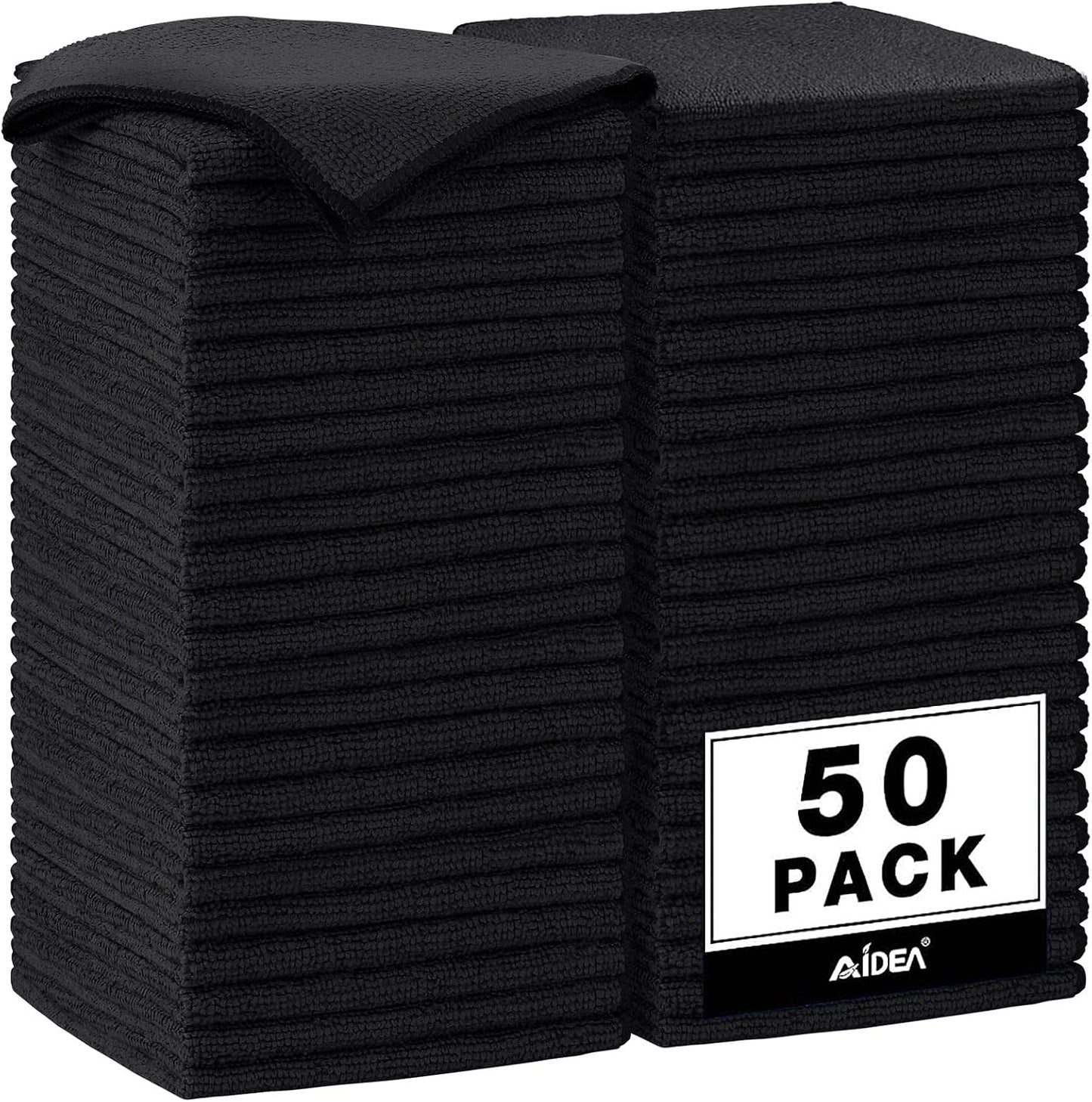 AIDEA Microfiber Cleaning Cloth-50PK, Microfiber Towels for Cars, 12×12" | Premium Wash Cloths, Dusting Cloth Cleaning Rags, Absorbent Towels for SUVs, House, Kitchen, Window, Cleaning Supplies