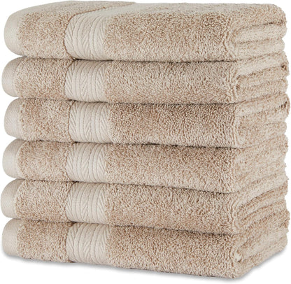 Amazon Basics 6-Piece Oversized Fade-Resistant Towel Set, 100% Cotton, Highly Absorbent, Soft, Teal, 2 Bath Towels, 2 Hand Towels, 2 Washcloths