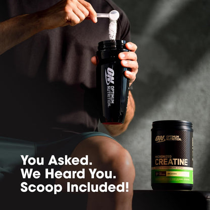Optimum Nutrition Creatine, Micronized Creatine Monohydrate Powder, Supports Strength & Recovery, Banned Substance Tested, Unflavored, 5g per Serving, 60 Servings | 5g Micronized Creatine Monohydrate Powder Per Serving, Supports Muscle Strength & Power, E