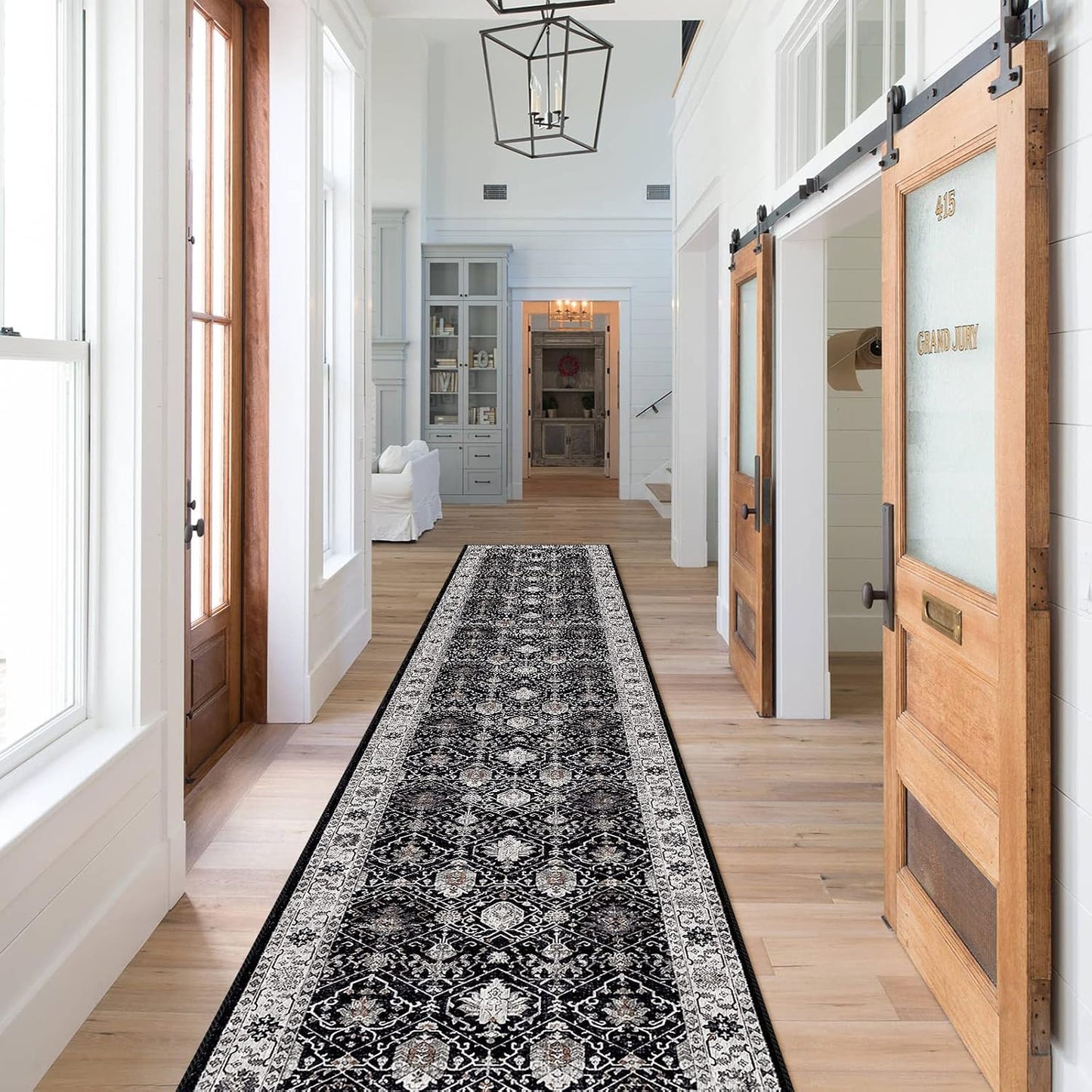 2x6 Hallway Washable Runner Rug : Vintage Soft Kitchen Laundry Runner with Non Slip Backing Farmhouse Entryway Living Room Floor Mat Stain Resistant Carpet for Bedroom Bathroom Distressed Beside Rug