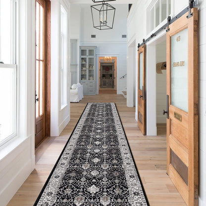 2x6 Hallway Washable Runner Rug : Vintage Soft Kitchen Laundry Runner with Non Slip Backing Farmhouse Entryway Living Room Floor Mat Stain Resistant Carpet for Bedroom Bathroom Distressed Beside Rug
