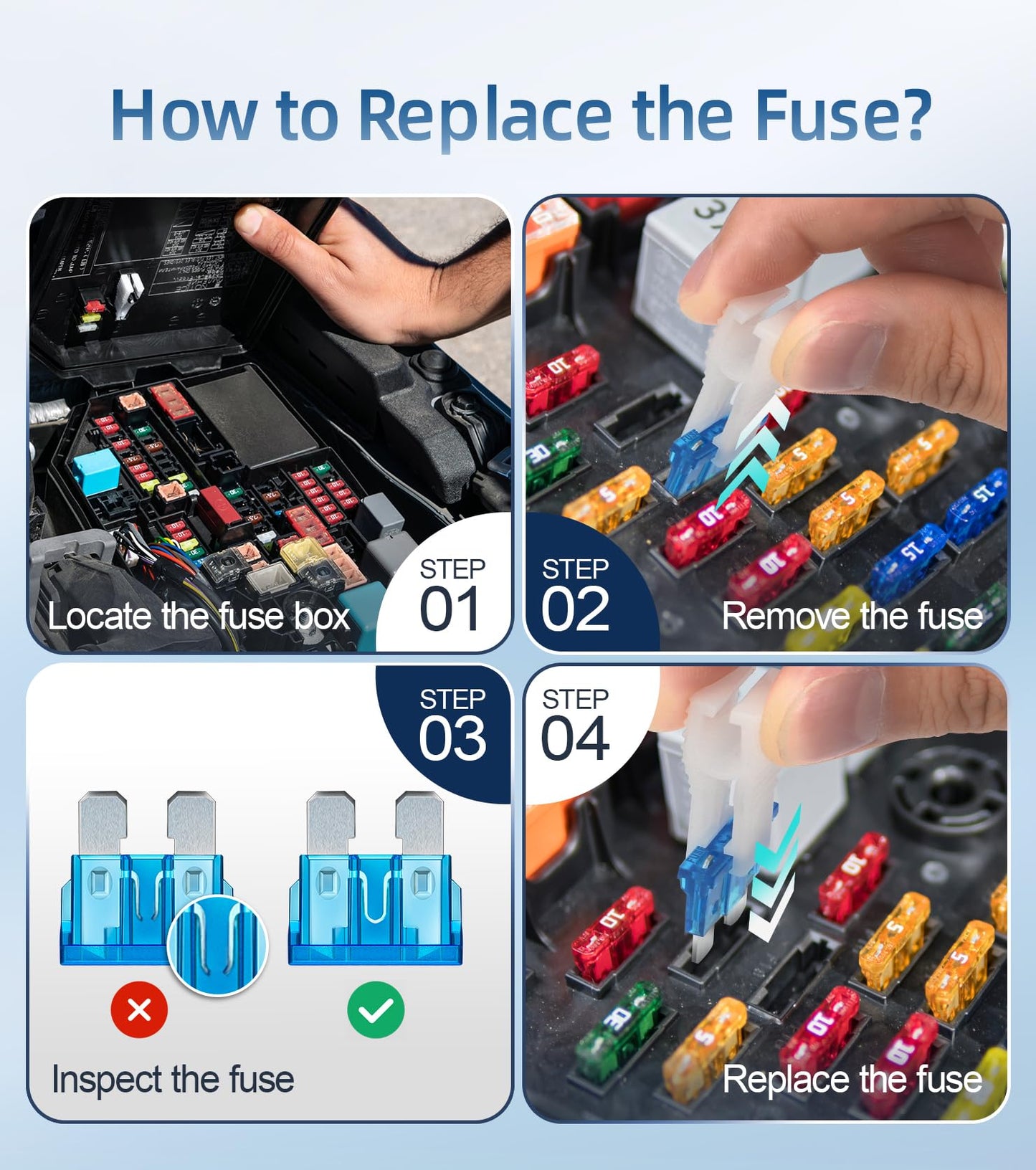 JOREST 300Pcs Car Fuse Assortment Kit, 160 Mini Blade Fuses Automotive + 90 Standard Auto Fuses + 50 Micro + Puller – Replacement for RV Camper Boat Truck (2Amp 3A 5A 7.5A 10A 15A 20A 25A 30A 35A 40A)