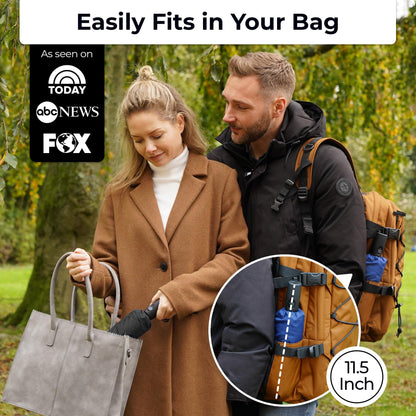 Strongest Windproof Travel Umbrella (Compact, 100MPH Wind-Tested), Light, Portable, One-Handed Use, Automatic Folding Rain Umbrella, Durable, Premium Grip, Fits Car & Backpack