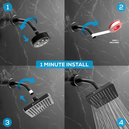 SparkPod Rain Shower Head, 6 Inch Round, Luxury Polished Chrome Finish | High Pressure Shower Heads, 90 Nozzles, Adjustable Showerhead, No Tools Needed, Universal Connection
