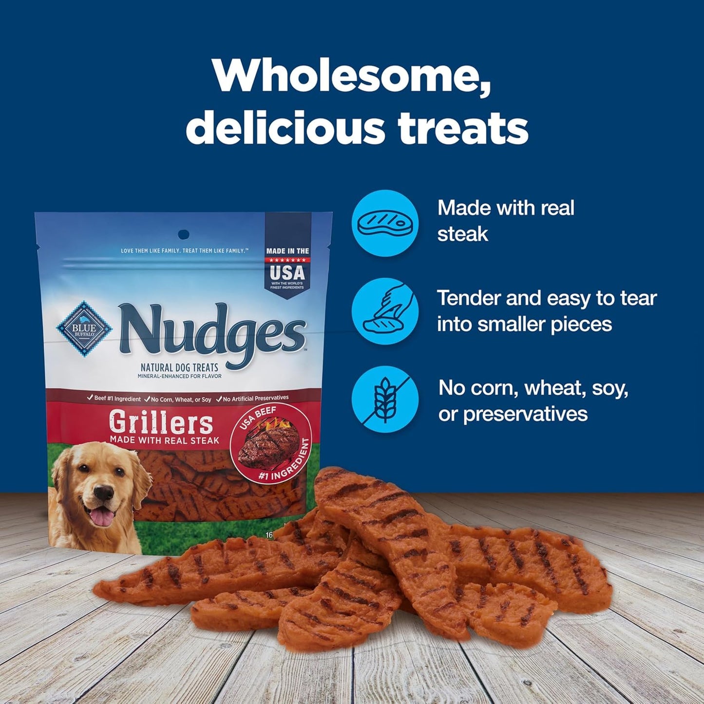 Blue Buffalo Nudges Homestyle Chicken Dog Treats, 16 oz | Real Chicken First, with Peas & Carrots, Made in the USA, No Corn, Wheat, or Soy