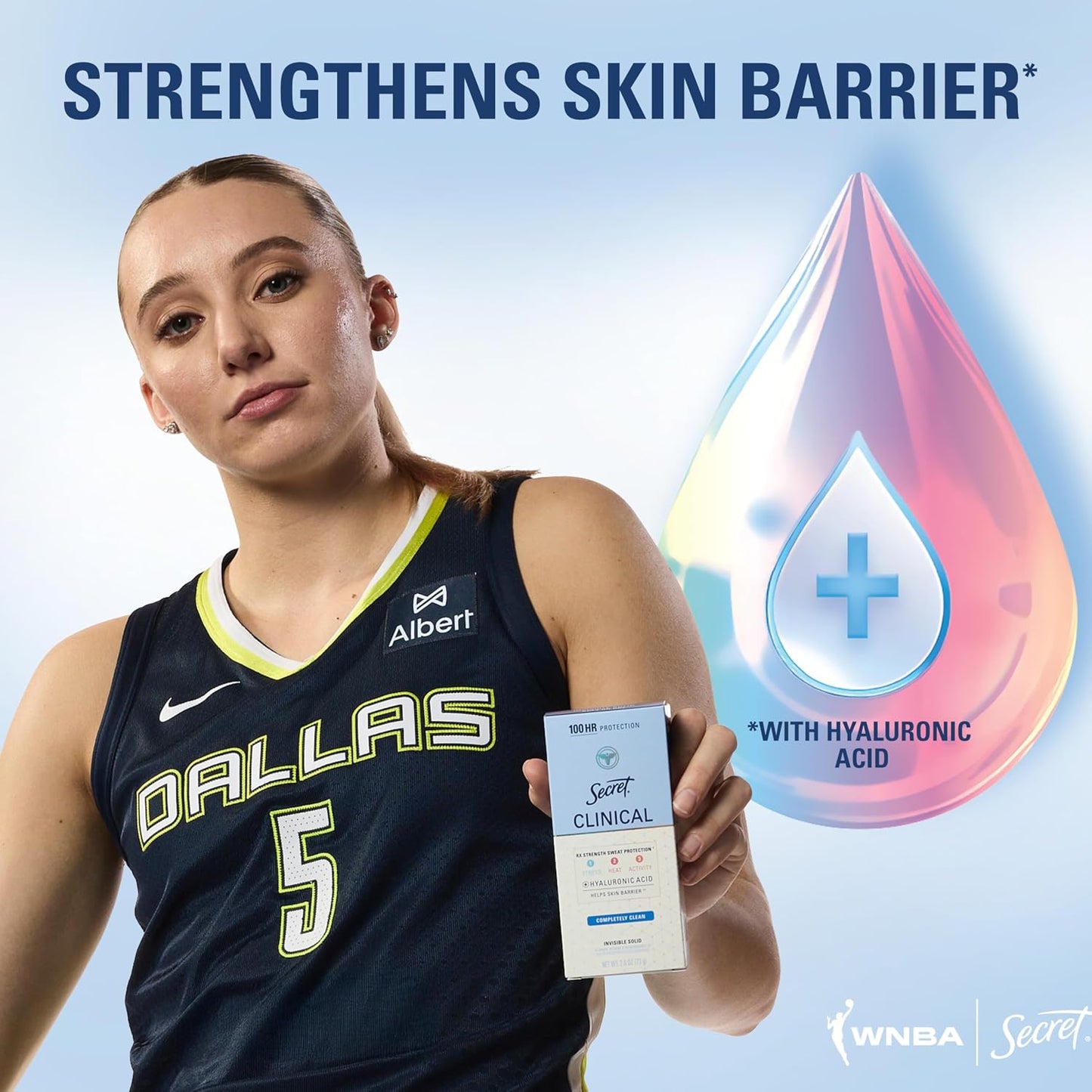 Secret Clinical Strength Invisible Solid Antiperspirant Deodorant for Women, 100HR Sweat & Odor Protection, 3X Stress Protection with Hyaluronic Acid, PH Balanced, Completely Clean Scent, 2.6 oz