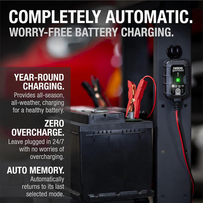 NOCO GENIUS1: 1A 6V/12V Smart Battery Charger – Automatic Maintainer, Trickle Charger & Desulfator with Overcharge Protection & Temperature Compensation – for Lead-Acid & Lithium Batteries | Overcharge Protection, Desulfator, Temperature Compensation, For