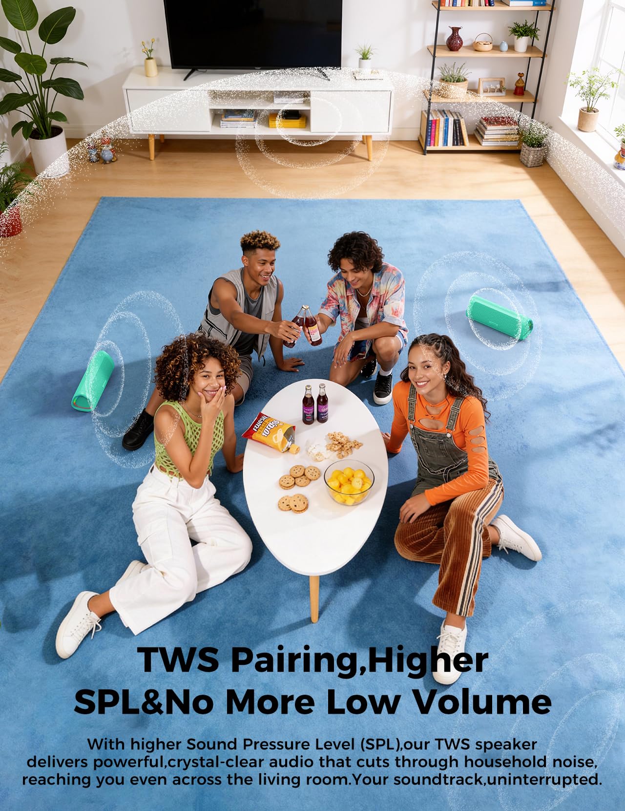 Bluetooth Speaker, 20W HD Sound, Portable Wireless, IPX5 Waterproof, Up to 24H Playtime, TWS Pairing, for Home/Party/Outdoor/Camping/Beach Essentials, Electronic Gadgets, Birthday Gift (Black)