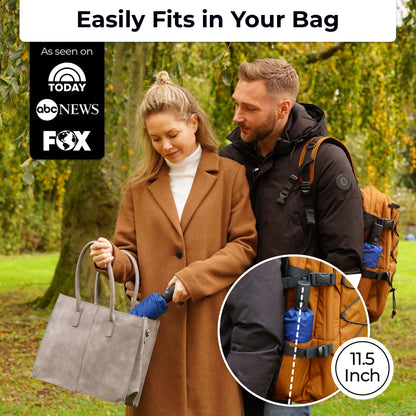 Strongest Windproof Travel Umbrella (Compact, 100MPH Wind-Tested), Light, Portable, One-Handed Use, Automatic Folding Rain Umbrella, Durable, Premium Grip, Fits Car & Backpack