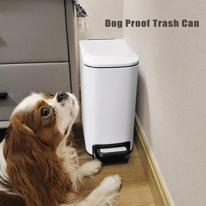Cesun Small Bathroom Trash Can with Lid, 1.6 Gal, Soft Close, Sage Green | Step pedal soft close, Slim 5.9in fits narrow spaces, Stainless steel, Anti-fingerprint, Removable inner bucket, Odor seal