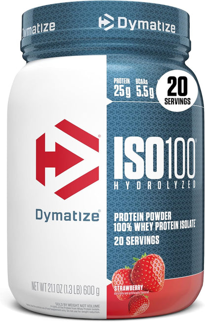 Dymatize ISO100 Protein Powder, 100% Whey Isolate, Cookies & Cream | 25g Protein, Hydrolyzed, Fast-Absorbing, Supports Muscle Health, 5.5g BCAAs, Gluten-Free, 20 Servings, 1.3 lb