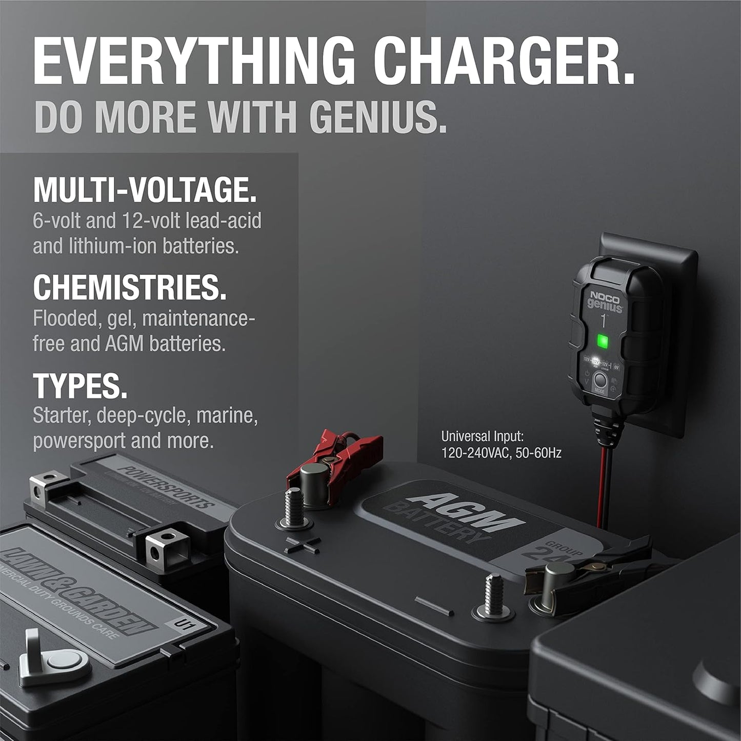 NOCO GENIUS1: 1A 6V/12V Smart Battery Charger – Automatic Maintainer, Trickle Charger & Desulfator with Overcharge Protection & Temperature Compensation – for Lead-Acid & Lithium Batteries | Overcharge Protection, Desulfator, Temperature Compensation, For