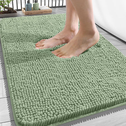 OLANLY Bathroom Rugs 30x20, Extra Soft Absorbent Chenille Bath Rugs | Grey, Quick-Drying Rubber Backing, Machine Washable Bath Mat for Bathroom Floor, Tub and Shower, Home Decor Accessories