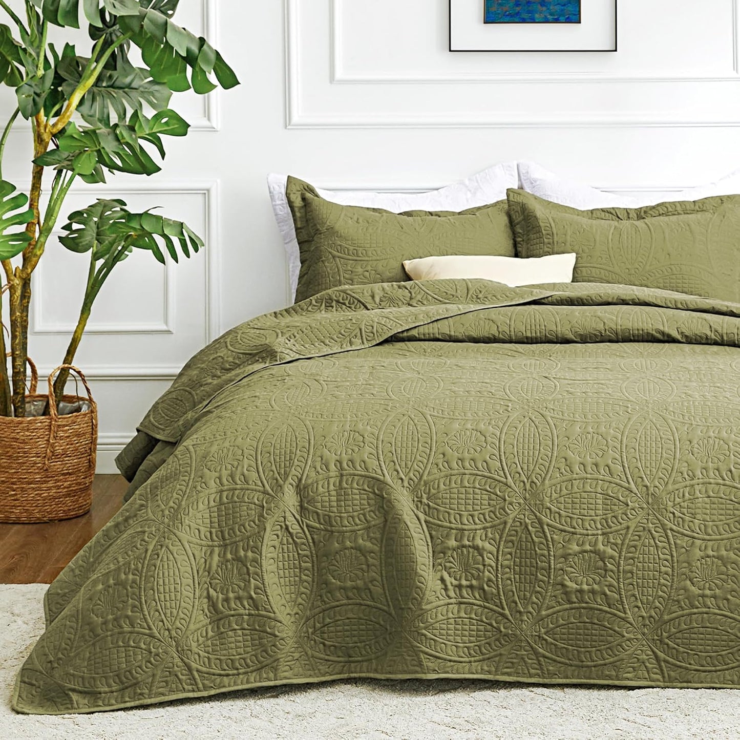 Love's cabin Quilts for Queen Bed Blue Bedspreads - Soft Bed Summer Lightweight Bedspread Comforter - Modern Style Coin Pattern Coverlet for All Season - 3 Pieces (1 Quilt, 2 Pillow Shams)