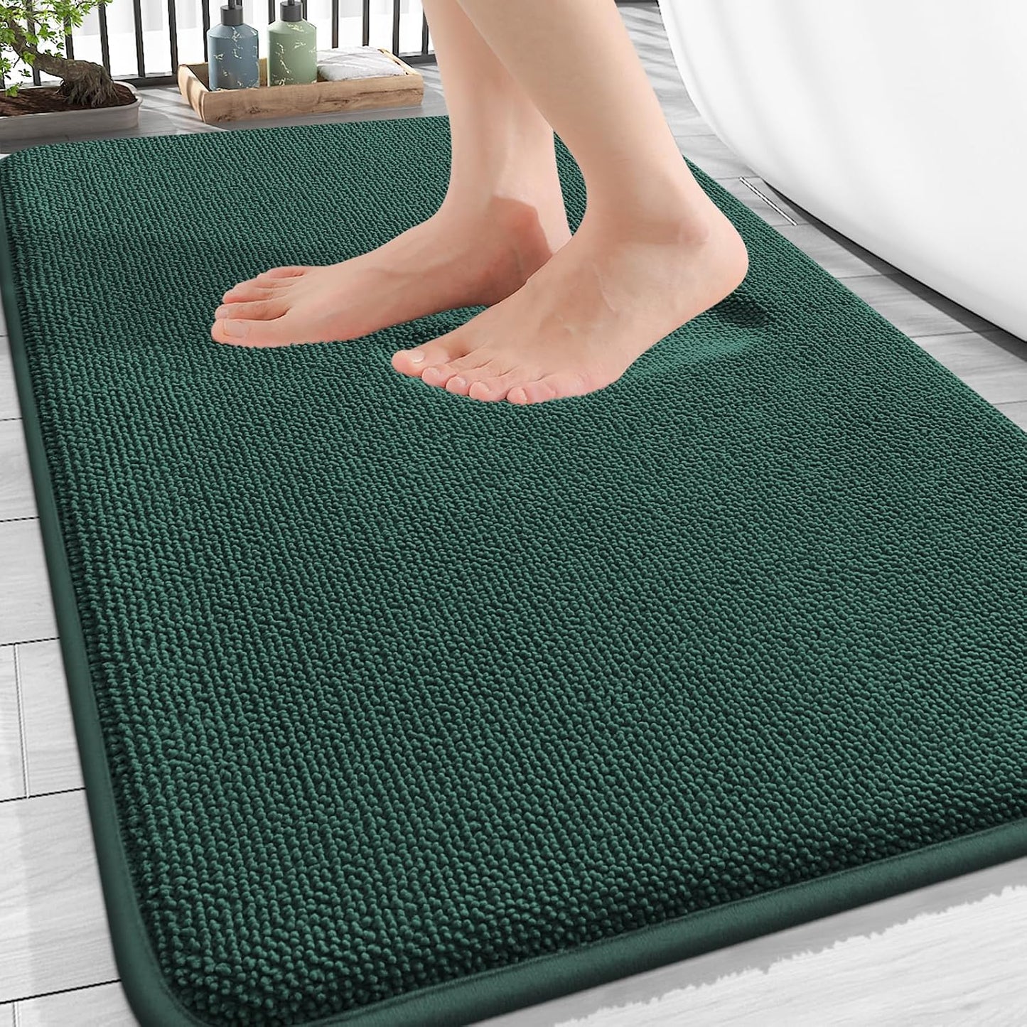 OLANLY Thick Memory Foam Bathroom Rugs 30x20, Soft Absorbent Bath Mat, Teal | Quick Dry Bath Rugs, Non-Slip Carpet, Machine Washable Mats for Bathroom Floor, Tub and Shower, Home Decor Accessories