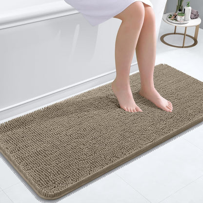 OLANLY Bathroom Rugs 30x20, Extra Soft Absorbent Chenille Bath Rugs | Grey, Quick-Drying Rubber Backing, Machine Washable Bath Mat for Bathroom Floor, Tub and Shower, Home Decor Accessories