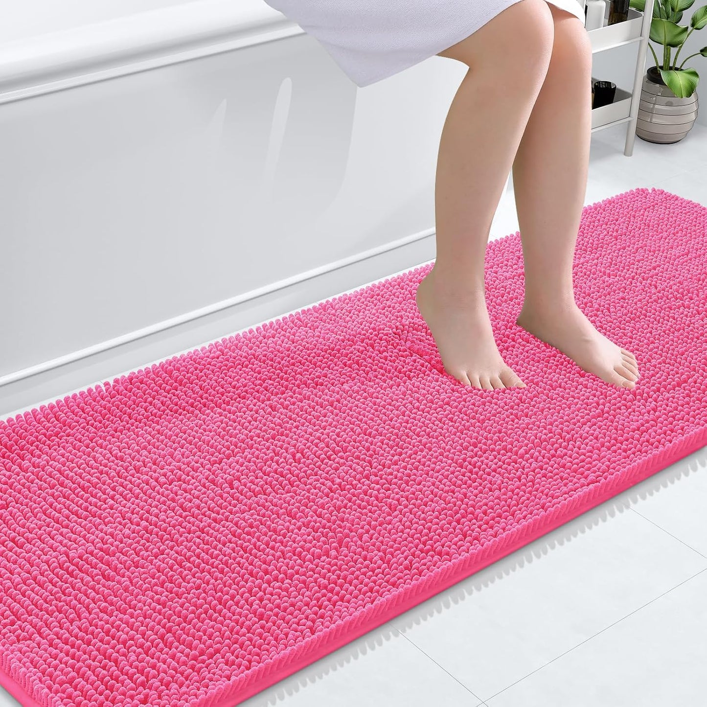 OLANLY Bathroom Rugs 30x20, Extra Soft Absorbent Chenille Bath Rugs | Grey, Quick-Drying Rubber Backing, Machine Washable Bath Mat for Bathroom Floor, Tub and Shower, Home Decor Accessories