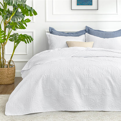 Love's cabin Quilts for Queen Bed Blue Bedspreads - Soft Bed Summer Lightweight Bedspread Comforter - Modern Style Coin Pattern Coverlet for All Season - 3 Pieces (1 Quilt, 2 Pillow Shams)