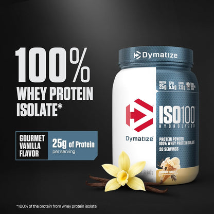 Dymatize ISO100 Protein Powder, 100% Whey Isolate, Cookies & Cream | 25g Protein, Hydrolyzed, Fast-Absorbing, Supports Muscle Health, 5.5g BCAAs, Gluten-Free, 20 Servings, 1.3 lb