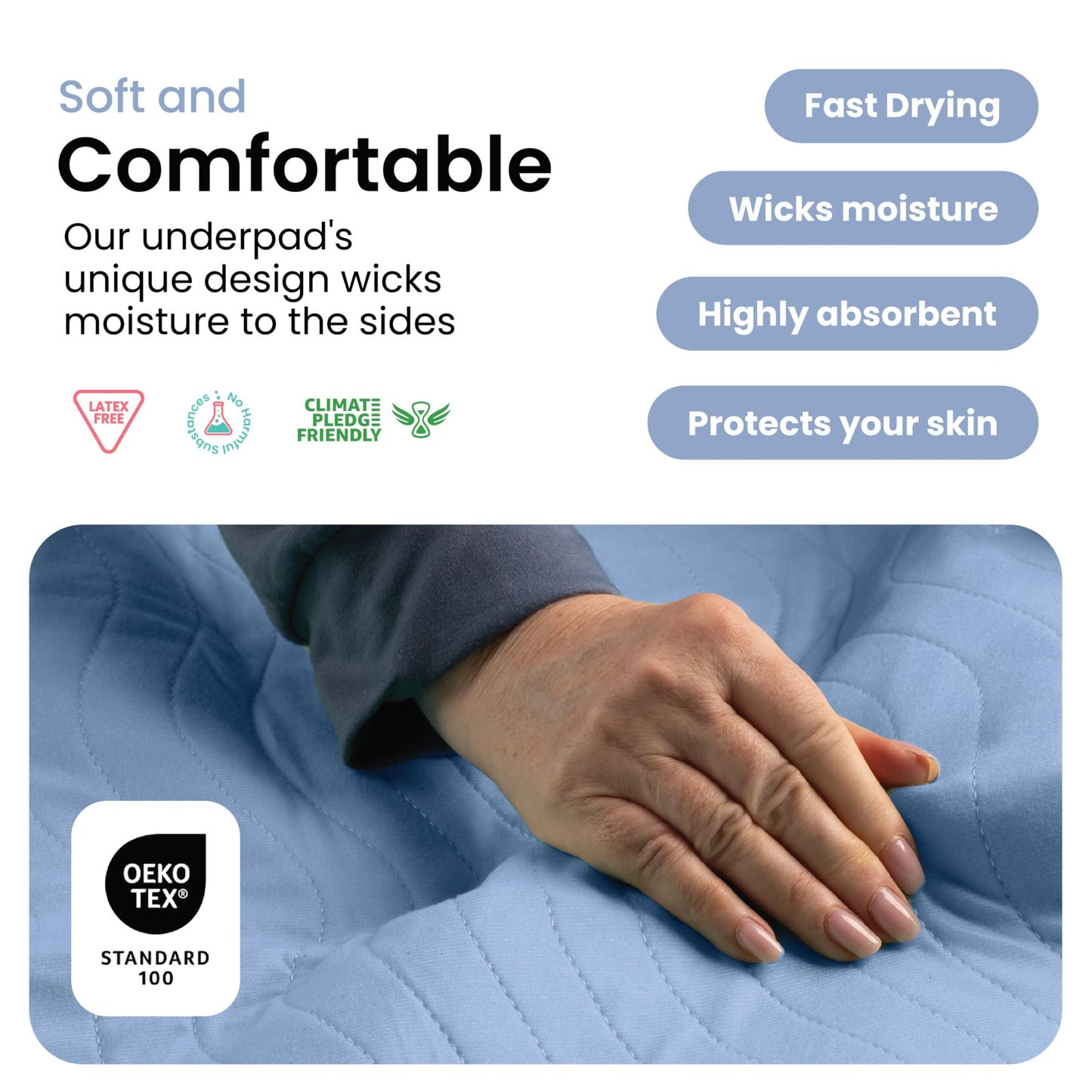 IMPROVIA® Washable Underpads, 34" x 36" (Pack of 4) - Heavy Absorbency Reusable Bedwetting Incontinence Pads for Kids, Adults, Elderly, and Pets - Waterproof Protective Pad for Bed, Couch, Sofa, Floor