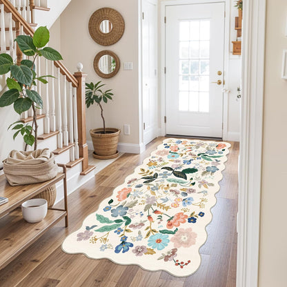 2x6 Hallway Washable Runner Rug : Vintage Soft Kitchen Laundry Runner with Non Slip Backing Farmhouse Entryway Living Room Floor Mat Stain Resistant Carpet for Bedroom Bathroom Distressed Beside Rug