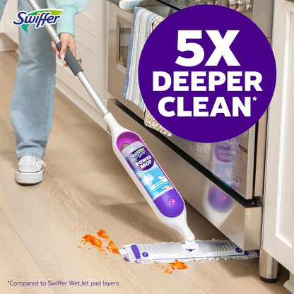 Swiffer PowerMop Mopping Kit for Floor Cleaning, Set Includes 1 Power Mop, 2 Replacement Pads, 1 Liquid Solution Refill, 2 Batteries, No Bucket Needed Electric Spray Cleaner, Multi-Surface and Wood
