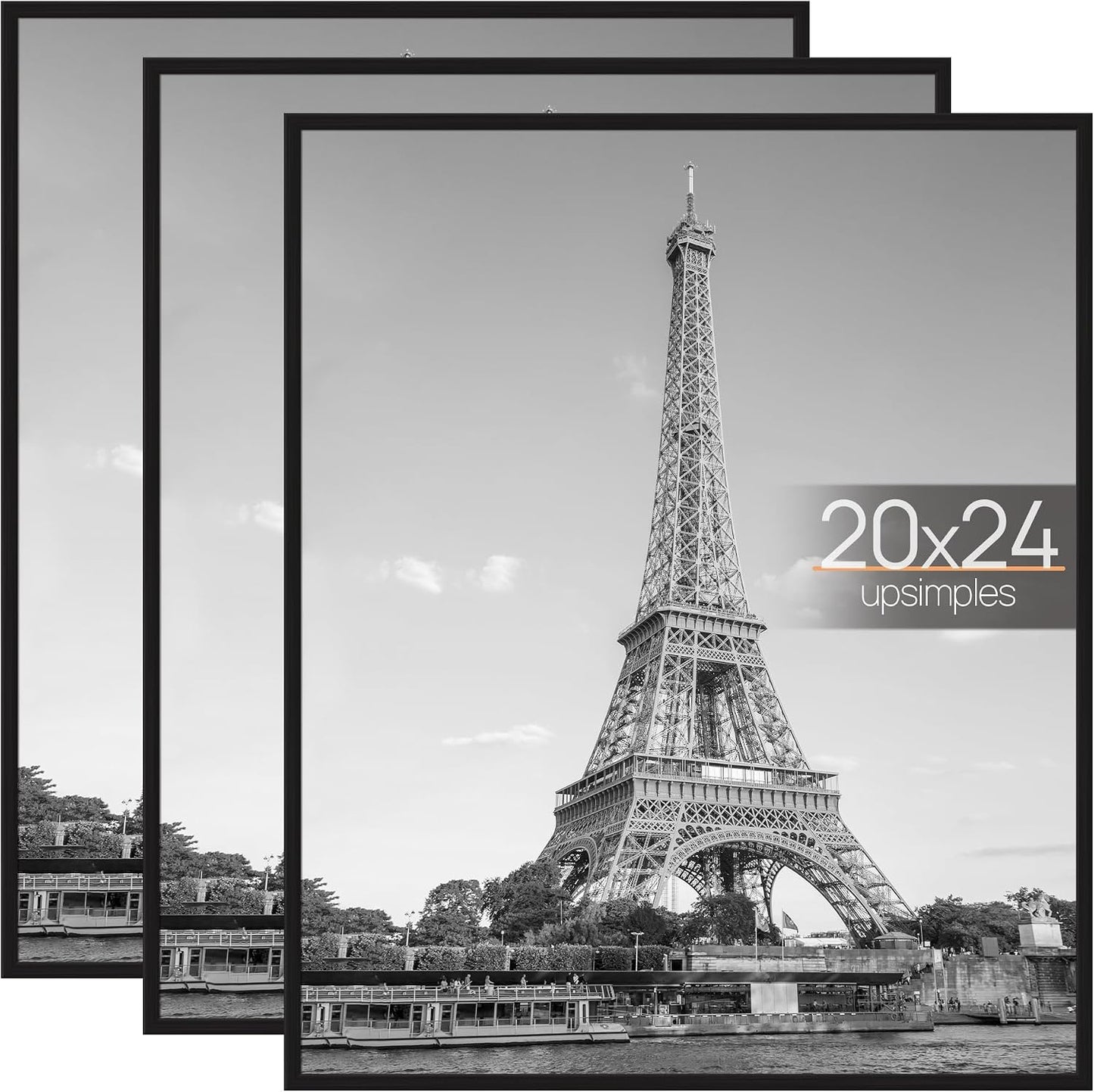 upsimples 12x16 Poster Frame, Easy Slide-In Assembly, Black, 3 Pack | Gallery Wall 12 x 16 Picture Frames Set for Family, Wedding, Christmas, Easy to Change Photos