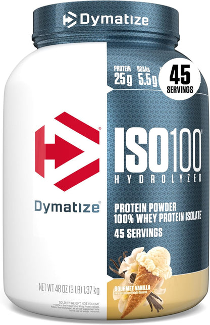 Dymatize ISO100 Protein Powder, 100% Whey Isolate, Cookies & Cream | 25g Protein, Hydrolyzed, Fast-Absorbing, Supports Muscle Health, 5.5g BCAAs, Gluten-Free, 20 Servings, 1.3 lb