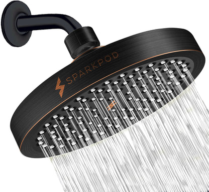 SparkPod Rain Shower Head, 6 Inch Round, Luxury Polished Chrome Finish | High Pressure Shower Heads, 90 Nozzles, Adjustable Showerhead, No Tools Needed, Universal Connection