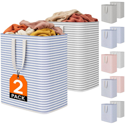 Lifewit 2 Pack Laundry Basket 80L Each, Collapsible Clothes Hamper with Reinforced Handles, Freestanding Waterproof Design for Bedroom and Laundry Room, Grey 160L Total
