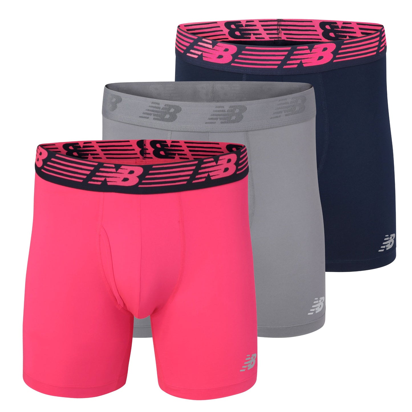 New Balance Men's Performance Boxer Briefs with Fly, Breathable Stretch Underwear, Moisture Wicking, Soft Waistband (3 Pack)