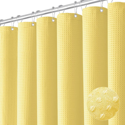 Waffle Shower Curtain 256 GSM Heavy Duty Fabric 72"x72" Dark Green | Thick Textured Cloth, Weighted Hem, Water Repellent Washable, Hotel Luxury Polyester Shower Curtain Set for Bathroom 12 Hooks