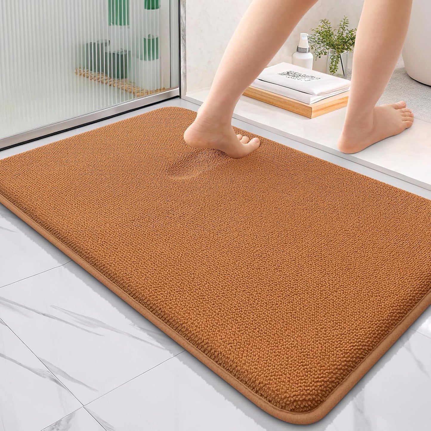 OLANLY Thick Memory Foam Bathroom Rugs 30x20, Soft Absorbent Bath Mat, Teal | Quick Dry Bath Rugs, Non-Slip Carpet, Machine Washable Mats for Bathroom Floor, Tub and Shower, Home Decor Accessories
