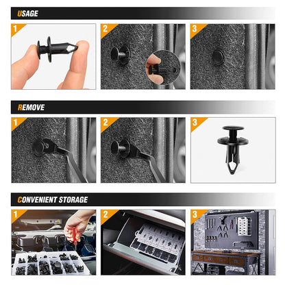 GOOACC 240PCS Bumper Retainer Clips Car Plastic Rivets Fasteners Push Retainer Kit 12 Popular Sizes Auto Push Pin Rivets Set -Door Trim Panel Fender Clips for GM Ford Toyota Honda Chrysler
