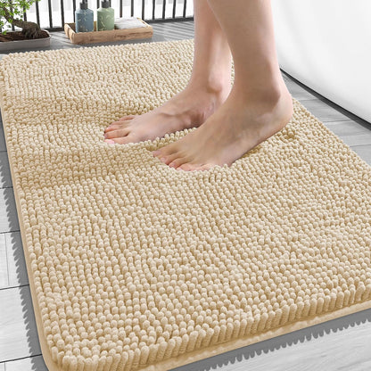 OLANLY Bathroom Rugs 30x20, Extra Soft Absorbent Chenille Bath Rugs | Grey, Quick-Drying Rubber Backing, Machine Washable Bath Mat for Bathroom Floor, Tub and Shower, Home Decor Accessories