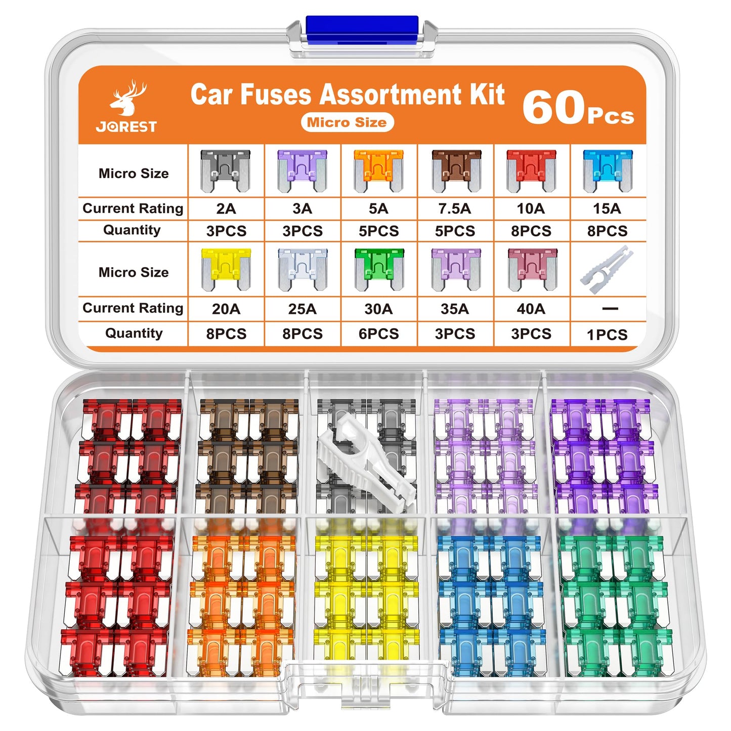 JOREST 300Pcs Car Fuse Assortment Kit, 160 Mini Blade Fuses Automotive + 90 Standard Auto Fuses + 50 Micro + Puller – Replacement for RV Camper Boat Truck (2Amp 3A 5A 7.5A 10A 15A 20A 25A 30A 35A 40A)