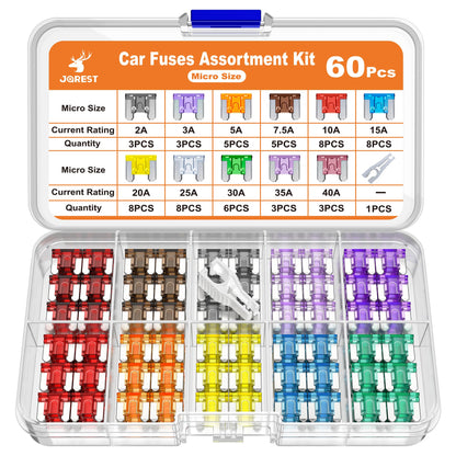 JOREST 300Pcs Car Fuse Assortment Kit, 160 Mini Blade Fuses Automotive + 90 Standard Auto Fuses + 50 Micro + Puller – Replacement for RV Camper Boat Truck (2Amp 3A 5A 7.5A 10A 15A 20A 25A 30A 35A 40A)